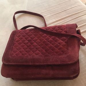 Danier crossbody deep red velvety suede & leather